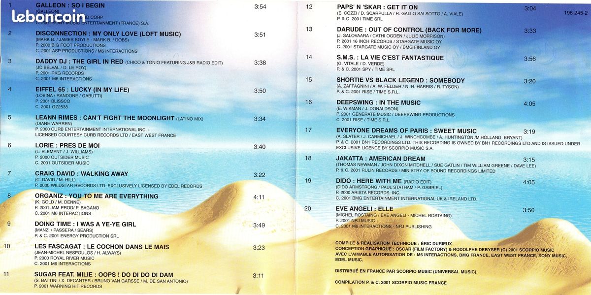 CD - L'été des Hits - 2001 - Numéro 6 (image 4)