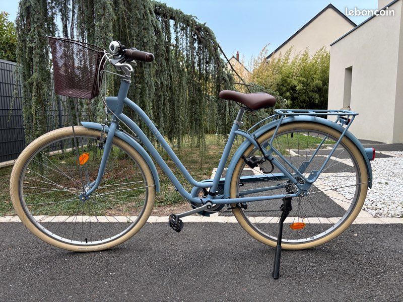 Decathlon Velo De Ville Elops 520 Cadre Bas Bleu Jeans Decathlon