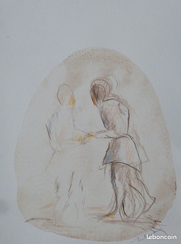 Communication dessin d'art original crayon sur papier en direct de l'artiste Frédéric Belaubre (image 1)