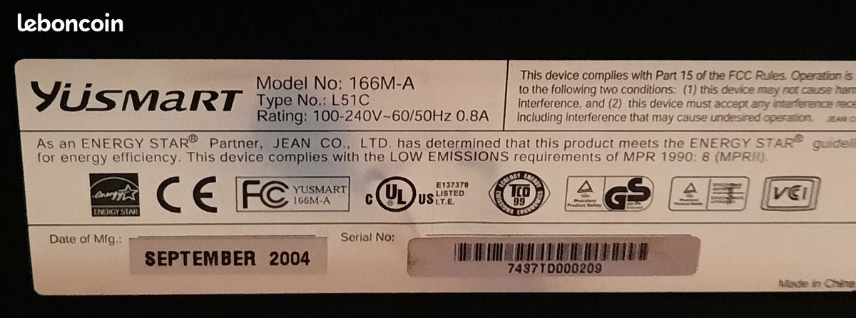 Écran Yusmart JT178X4 17" D'occasion - Fonctionnel