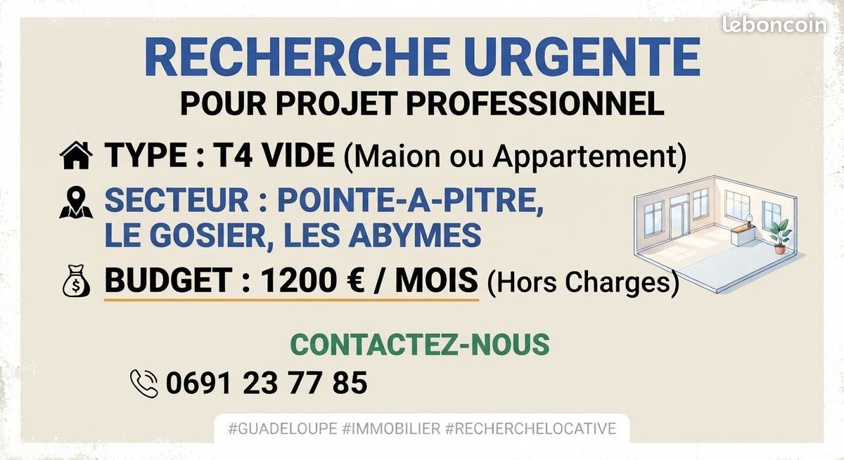 Appartement 4 pièces 80 m² · à Pointe-À-Pitre · 80 m² · 1 200 €/mois