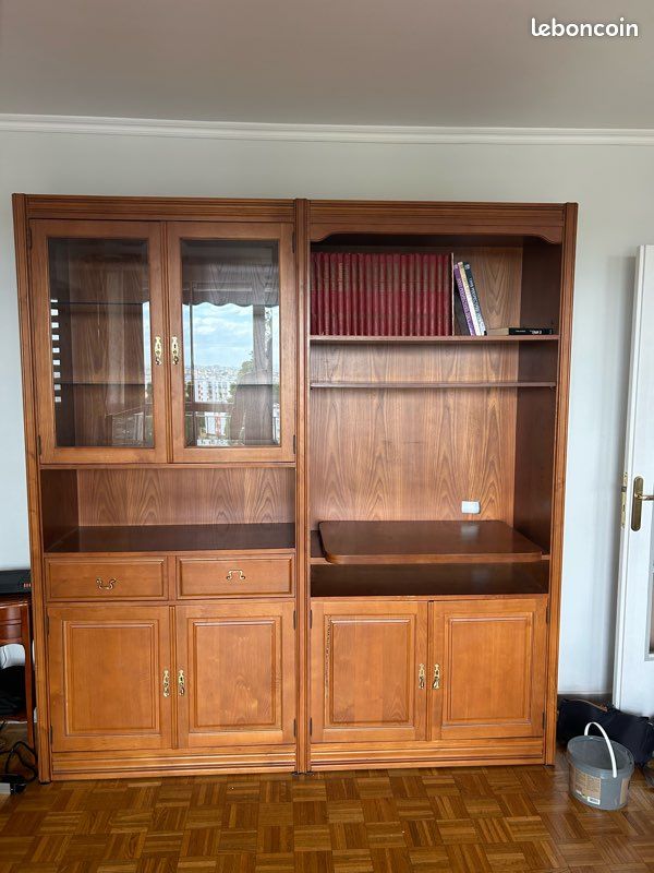Meuble bibliothèque / meuble TV en bois – 2 éléments – plateau pivotant (image 3)
