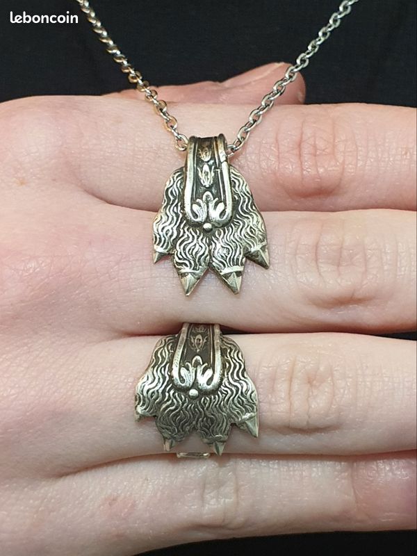 Bague + Pendentif en Argent 950 Millièmes XIXème (image 2)