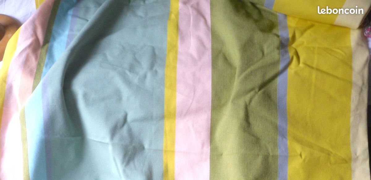 GRAND coupon tissu coton mélangé rayé bayadère largeur 160 cm , (image 2)