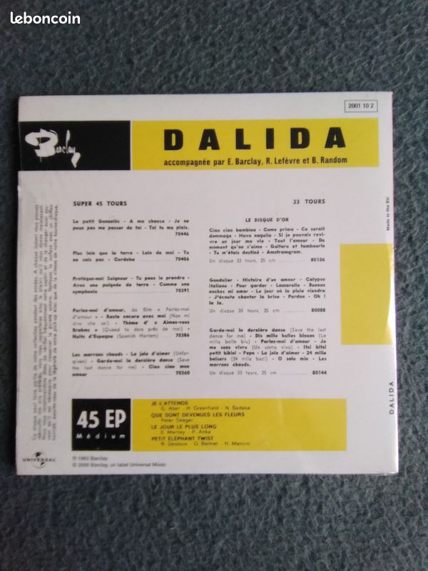 CD 4 titres DALIDA Je l'attends (image 2)