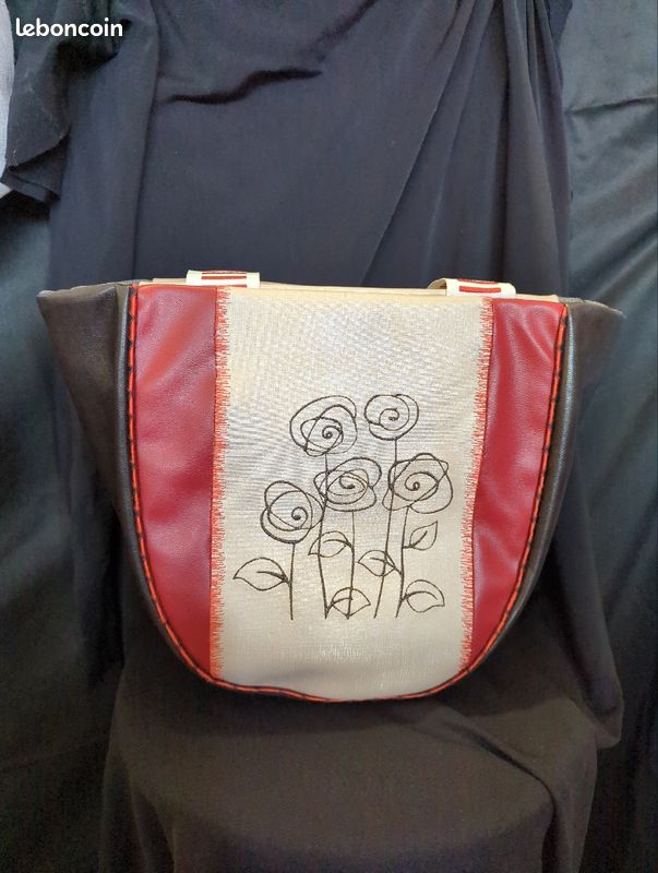 Sac fait mains motif coquelicots (image 1)
