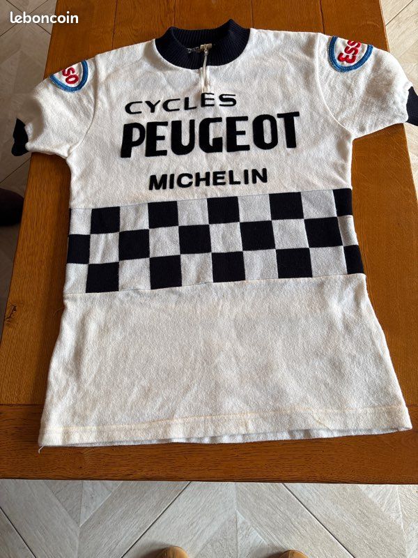 Maillot Cycliste Vintage Peugeot Michelin Esso – Taille 3, Vélo Course, Collection