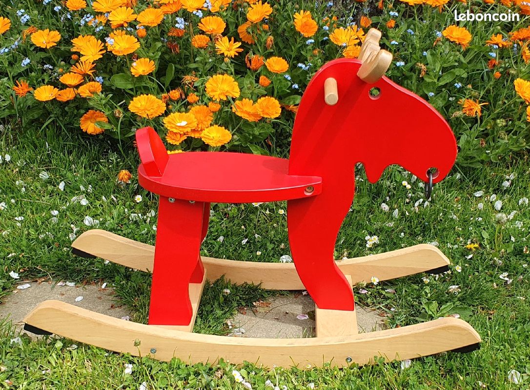 Cheval à bascule élan en bois hévéa massif (image 1)