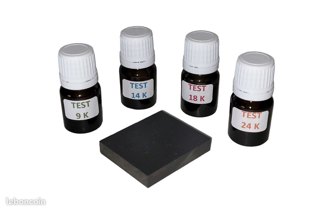 Kit 4 Tests Acide Pour Or 9K, 14K, 18K, 24K - Flacons Codigouttes En Verre, Marque Technoflux, Neuf