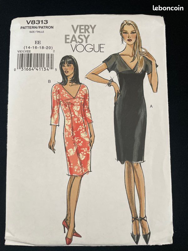 Patron couture vogue V8313 robe very easy du 14 au 20 (image 1)