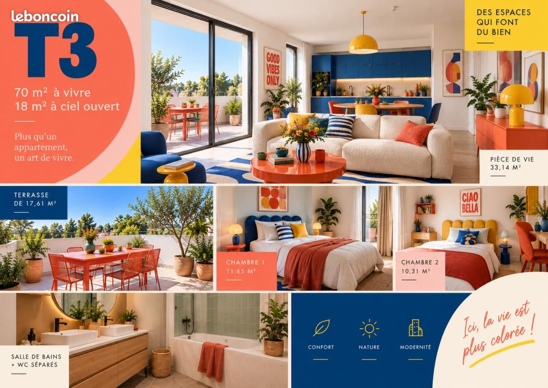Appartement 3 pièces 70 m² · à Cenon · 70 m² · 234 000 €