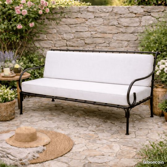 Banquette en fer forgé artisanale – Provence – 3 Places (image 1)