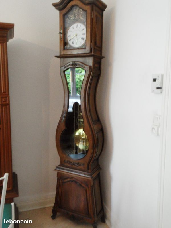 Pendule horloge comtoise neuve noyer massif mécanisme neuf laiton