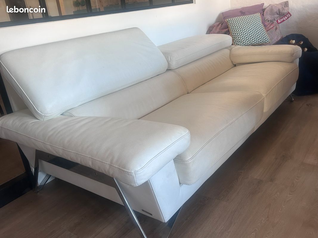 ROCHE-BOBOIS Canapé cuir beige foncé - annonce 4771745
