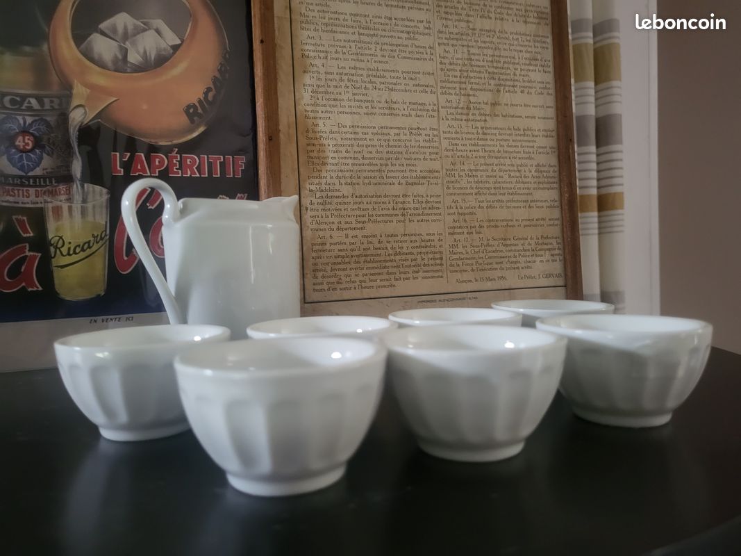 Lot de 8 pièces en céramique blanche – vintage / brocante (image 3)