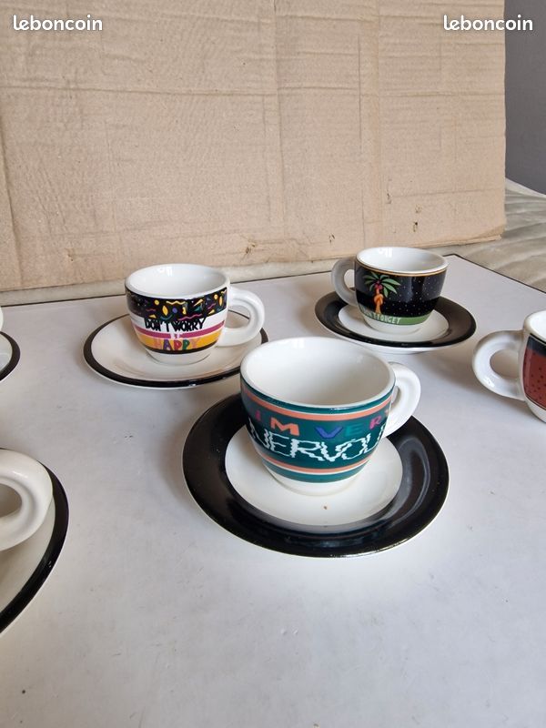 LOT DE 6 tasses café expresso en porcelaine de Limoges ancienne couleur