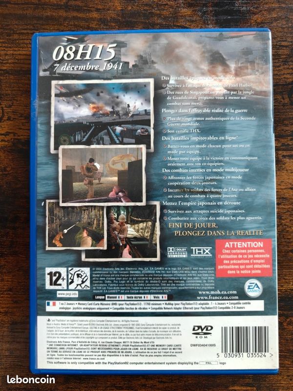 Jeu Sony PlayStation 2 Medal of Honor Soleil Levant sans