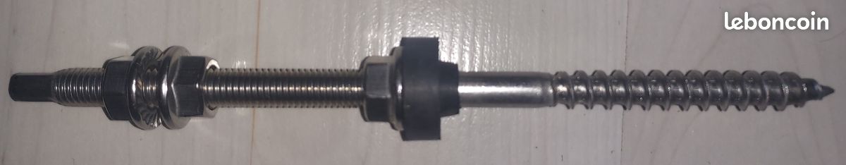 Avoltik Lot de 4 vis à double filetage M10 en acier inoxydable avec tôle d'adaptation pour installation PV I M10 x 250 mm I Résistant aux intempéries I Vis avec EPDM et