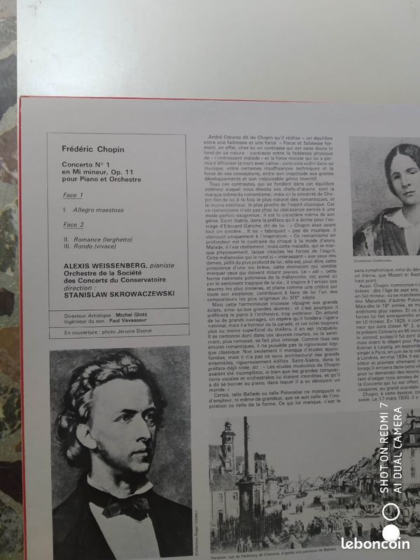 Disque 33 tours de Chopin Concerto numéro 1en mi mineur (image 2)