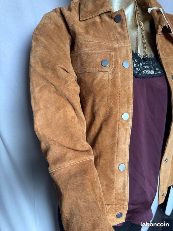 Veste motard perfecto en cuir IKKS (image 3)
