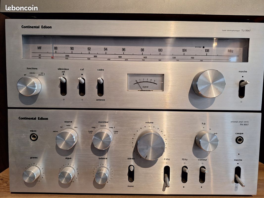 ENSEMBLE HIFI VINTAGE Continental Edison Et Son Meuble Plaqué Stratifié