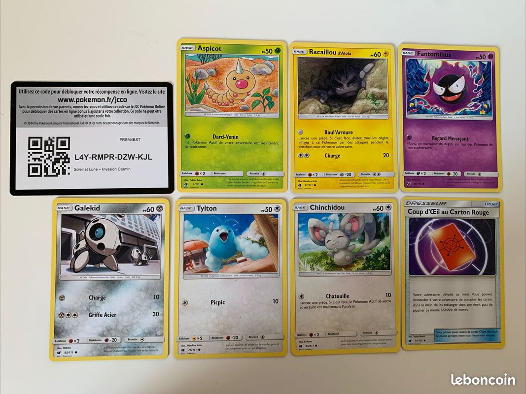 Lot De 7 Cartes Pokemon Soleil Et Lune - Invasion Carmin (image 1)