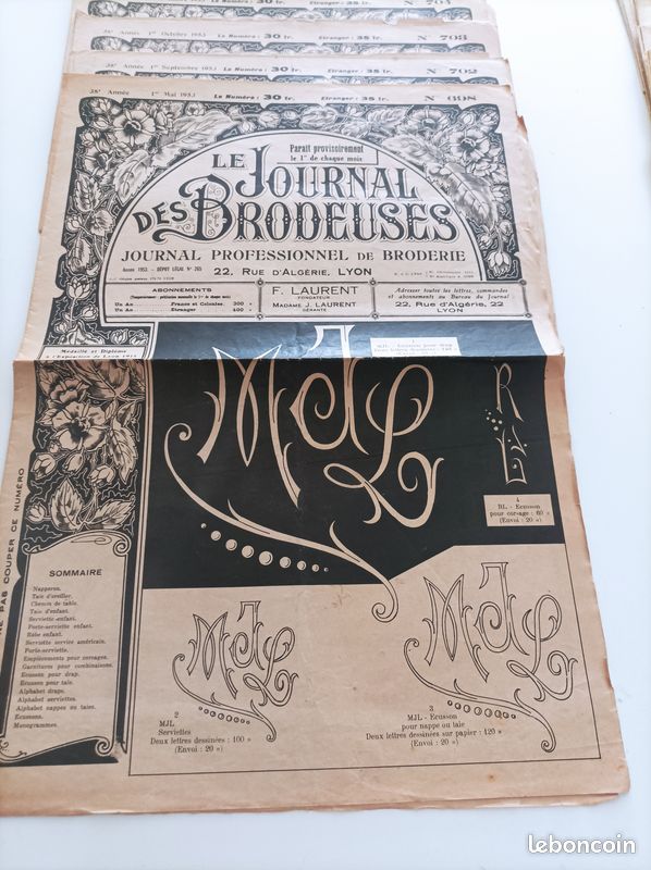 Le journal des brodeuses , revue ancienne * lot de 4 revues, lot 1, 1950/51