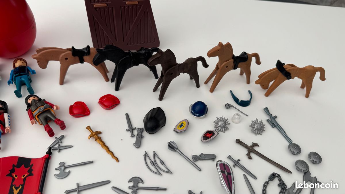 Gros Lot De Playmobil Chevaliers - Personnages Et Accessoires - Vintage