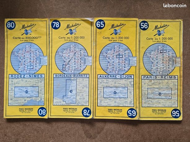 Lot De Cartes Routières Anciennes Michelin - France - État D'usage