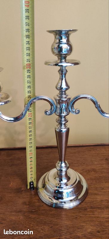 Chandelier Métal Argenté – Hauteur 19 Cm – Sans Marque – État D'occasion Correct – Sans Poinçon