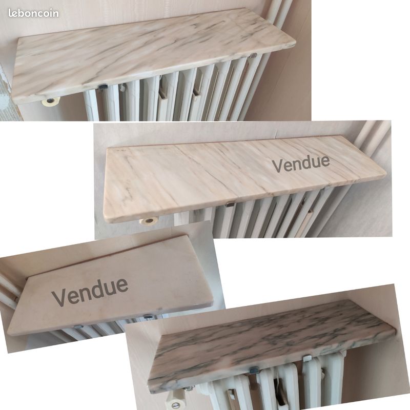 Tablettes / dessus de radiateur en marbre avec supports TBE (image 1)