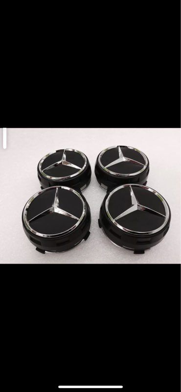 4X Cache Moyeu pour jantes alu Mercedes Amg Logo Jante Centre De Roue 75 Mm  Noir Emblème - Équipement auto