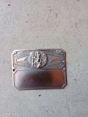 Plaque De Vélo Ancienne Française – Tête De Saint Christophe – Métal #8