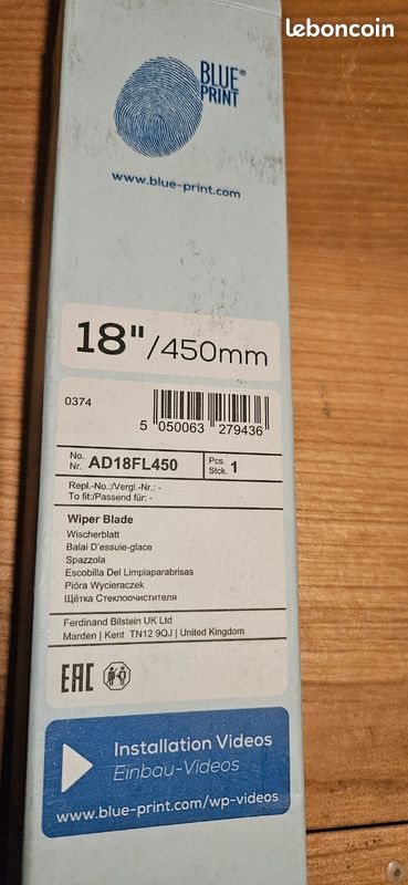 Balais essuie glace passager Blue Print AD18FL450 (image 1)