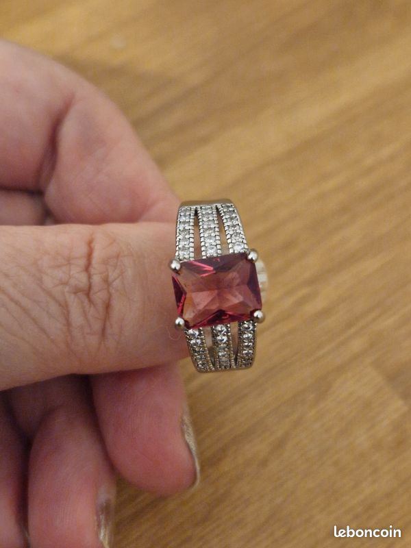 Bague Rose En Argent - Taille 55 - Bijou Occasion (sans Marque)