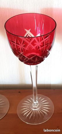 Verre à Vin Ancien Baccarat – Bleu Taillé, Style Römer Vintage, Français