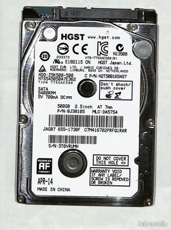 DISQUE DUR INTERNE Toshiba 500Go Modèle MK5065GSXF d'Occasion !!!! EUR
