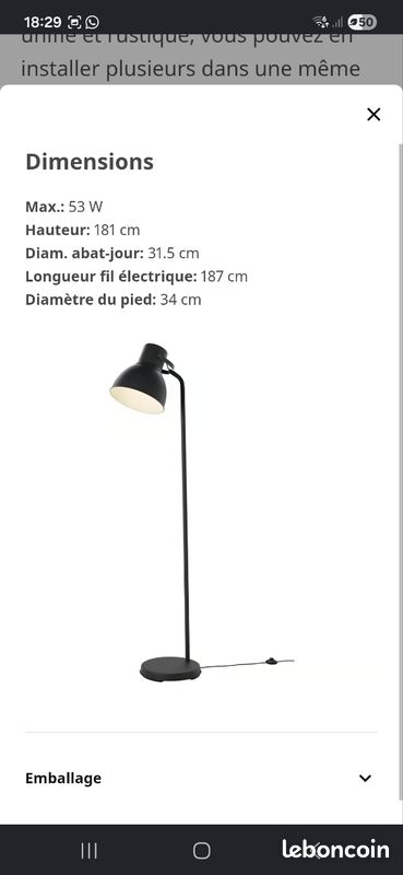 Lampadaire ikea blanc (image 3)