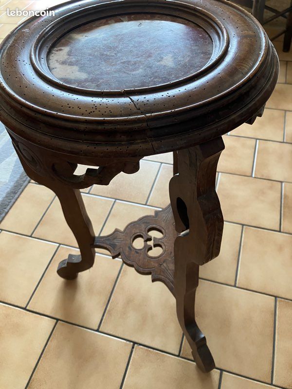 Guéridon ancien bois et marbre (image 3)