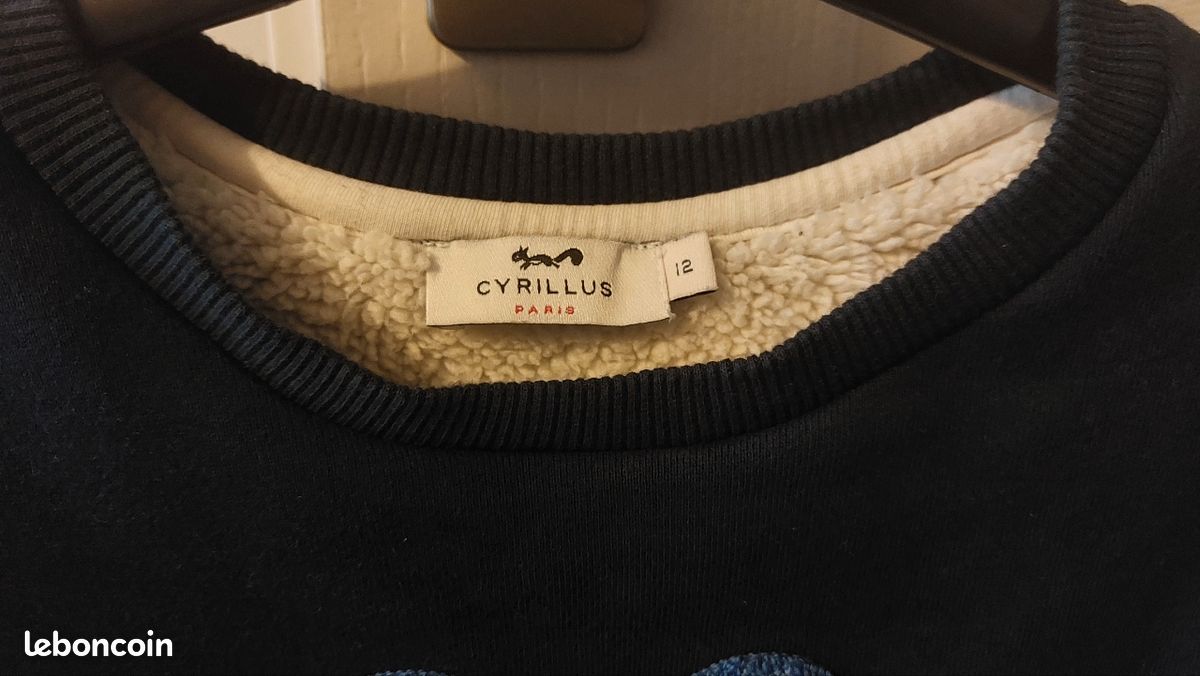 Sweat Cyrillus bleu marine 12 ans intérieur sherpa (image 3)