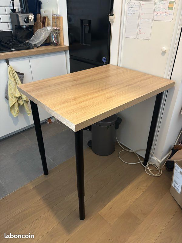 Table / bureau compact avec plateau Leroy Merlin & pieds IKEA OLOV réglables (image 3)