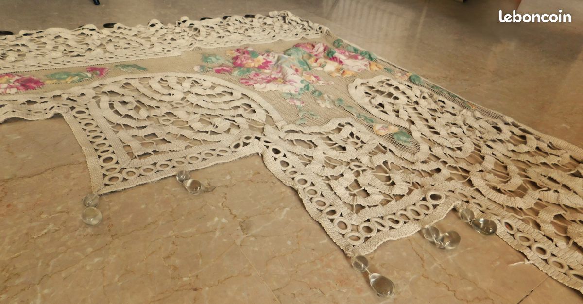Cantonnière Volantée Blanche En Coton - Monogrammes - Fait Main - Style Vintage