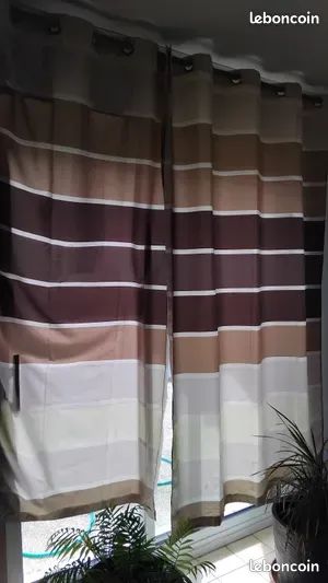 Lot De 2 Rideaux En Coton Floral - 1,20x2 M Et 1,40x0,70 M, Tissu Neuf, France