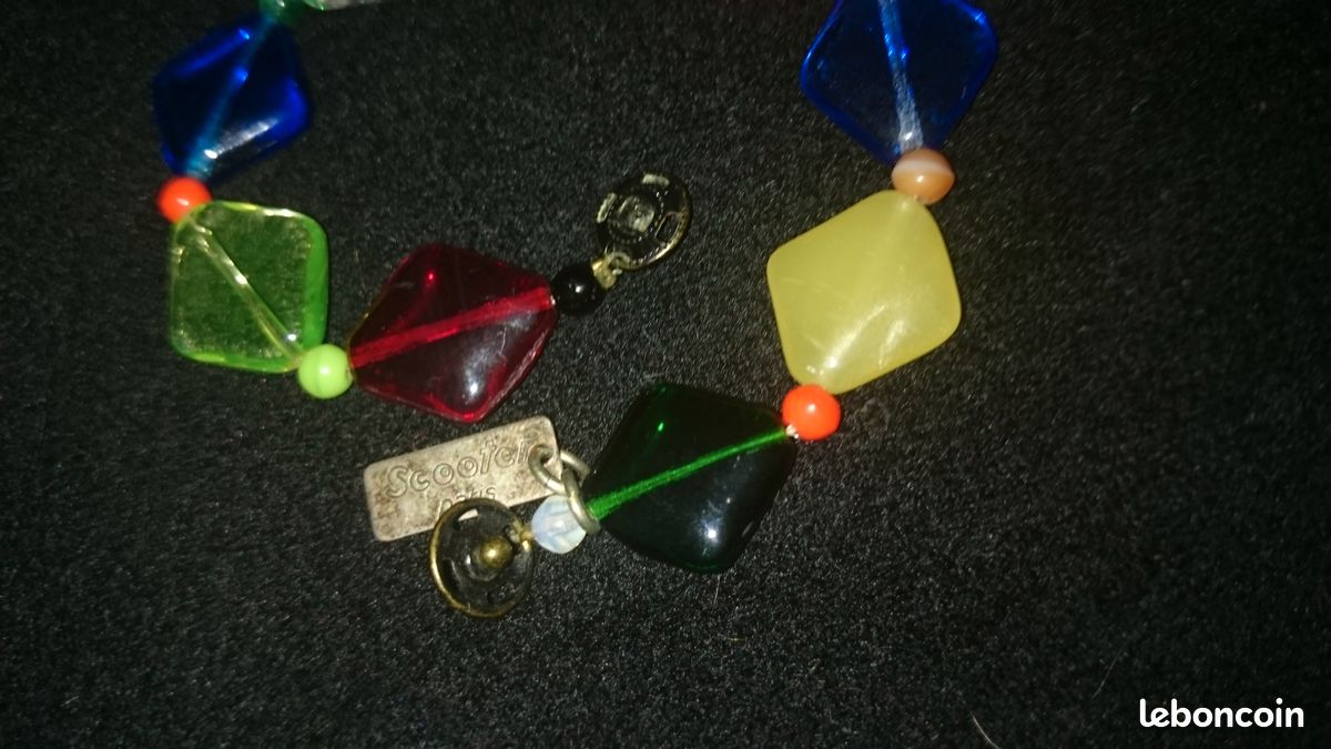 Bracelet marque Scooter multicolore perles losanges en pâte de verre (image 2)