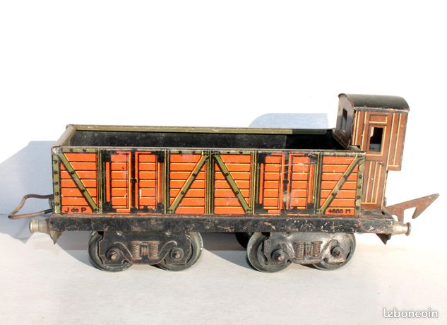 Wagon Tombereau JEP ÉCHELLEO à Bogies - Tôle, 19 Cm - Train Ancien 1931 Époque 2