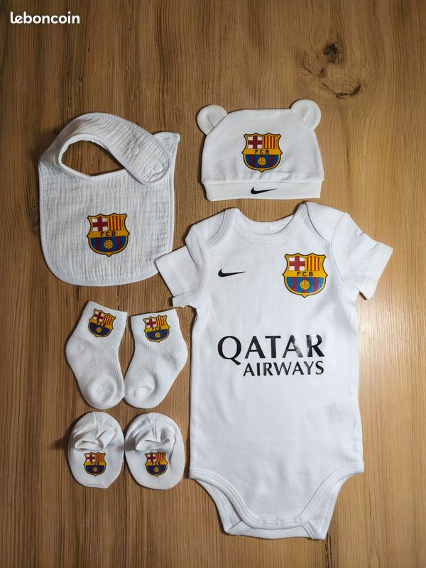 Maillot Barca Enfant Personnalisé Grenouillère Bébé FC Barcelone Officielle | Collection Barça - Coton, Pour Garçon Pyjama Coton Bébé Garçon