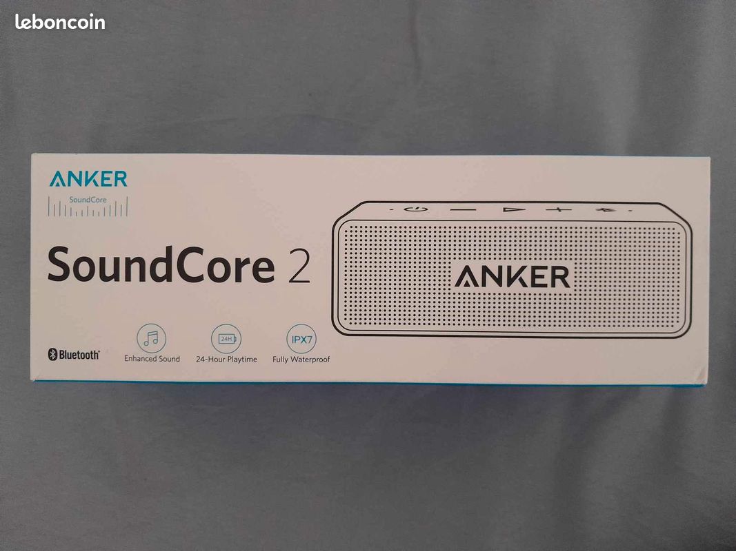 Enceinte Bluetooth Anker SoundCore 2 - 24h Autonomie, Étanche IPX7 Et Basses Puissantes