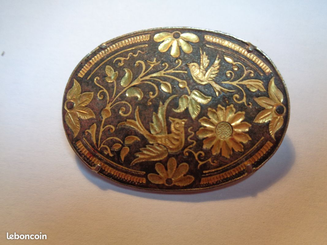 Broche Ancienne Plaquée Or - Modèle Vintage - Occasion (réf. 101-43)