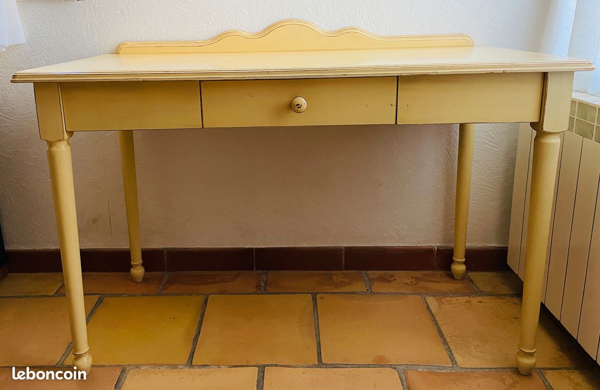 Bureau vintage 1 tiroir - estampillé Bernard Siguier (image 1)
