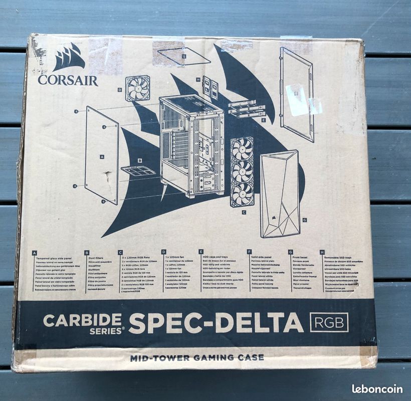 Boîtier CORSAIR Gaming ATX Moyen-Tour Corsair Carbide Series, SPEC-DELTA RGB En Verre Trempé (image 7)